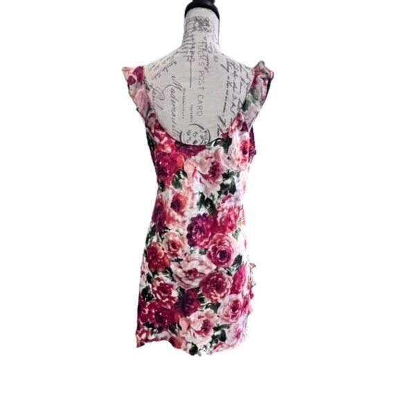 Oscar De La Renta Pink Label Slip Nightgown Small Floral Dress Ruffles VTG COA‎ - Picture 7 of 16